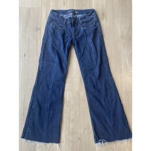 American Eagle Jeans Womens Sz 4 Hipster Flared Stretch Denim Distressed